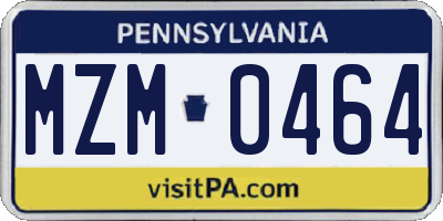 PA license plate MZM0464
