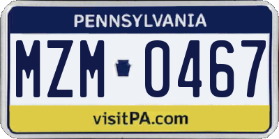 PA license plate MZM0467