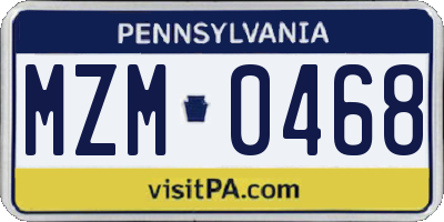 PA license plate MZM0468
