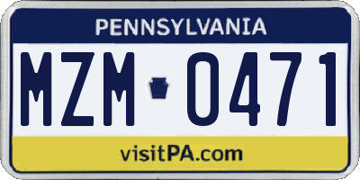 PA license plate MZM0471