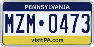 PA license plate MZM0473