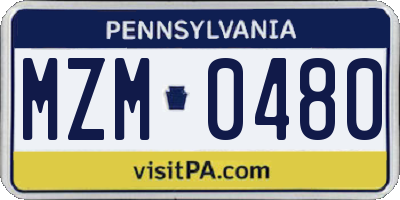 PA license plate MZM0480