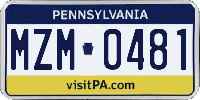 PA license plate MZM0481
