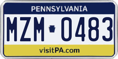 PA license plate MZM0483