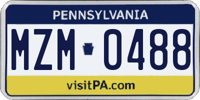 PA license plate MZM0488