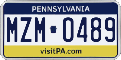 PA license plate MZM0489