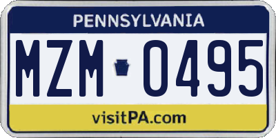 PA license plate MZM0495