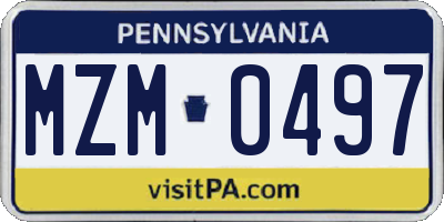 PA license plate MZM0497