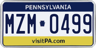 PA license plate MZM0499