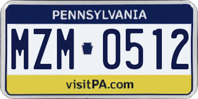 PA license plate MZM0512
