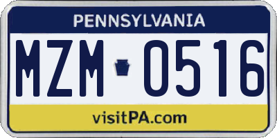 PA license plate MZM0516