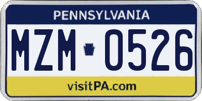 PA license plate MZM0526