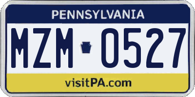 PA license plate MZM0527