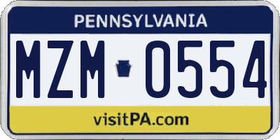 PA license plate MZM0554