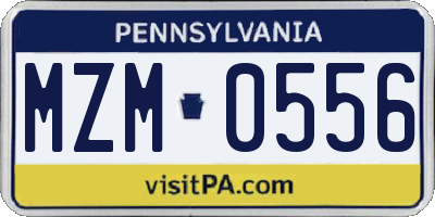 PA license plate MZM0556
