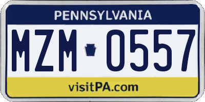PA license plate MZM0557
