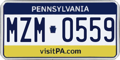 PA license plate MZM0559