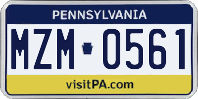 PA license plate MZM0561