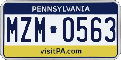 PA license plate MZM0563