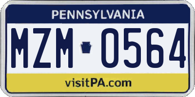 PA license plate MZM0564