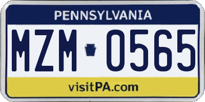 PA license plate MZM0565