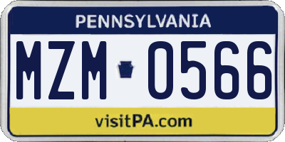 PA license plate MZM0566