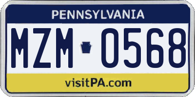 PA license plate MZM0568