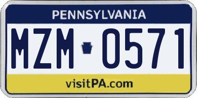 PA license plate MZM0571
