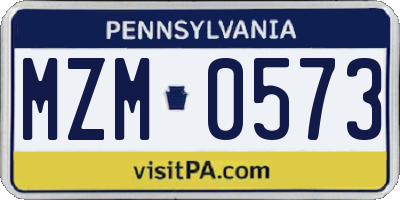 PA license plate MZM0573