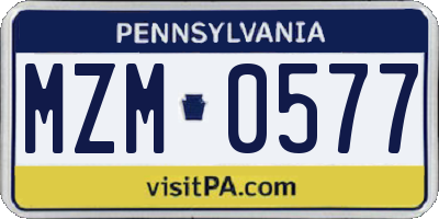 PA license plate MZM0577
