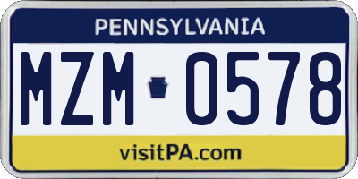 PA license plate MZM0578