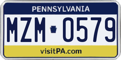 PA license plate MZM0579