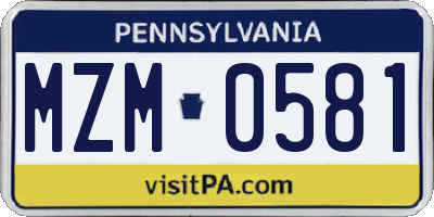 PA license plate MZM0581