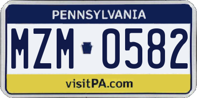 PA license plate MZM0582