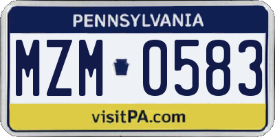 PA license plate MZM0583