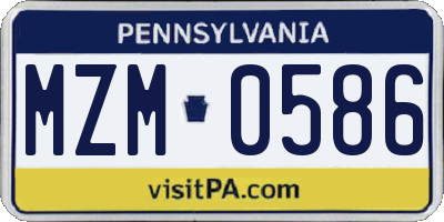 PA license plate MZM0586