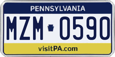 PA license plate MZM0590