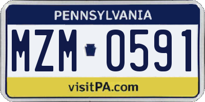 PA license plate MZM0591