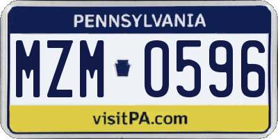 PA license plate MZM0596