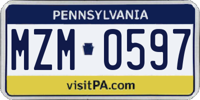 PA license plate MZM0597