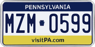 PA license plate MZM0599