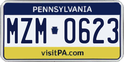 PA license plate MZM0623