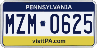 PA license plate MZM0625