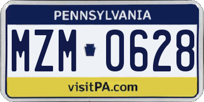 PA license plate MZM0628