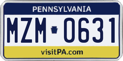 PA license plate MZM0631