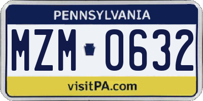 PA license plate MZM0632