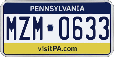 PA license plate MZM0633