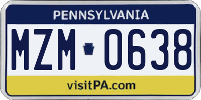 PA license plate MZM0638