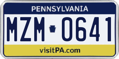 PA license plate MZM0641