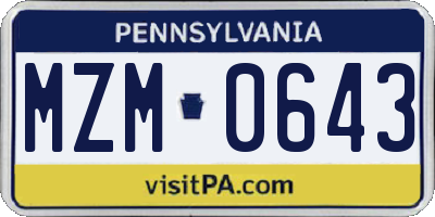 PA license plate MZM0643